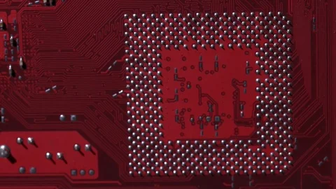Computer circuits hardware. Motherboard part, chips, connections, circuit boards Stock Footage 80634362