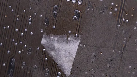 Computer circuits hardware. Motherboard part, chips, connections, circuit boards Stock Footage 80634392