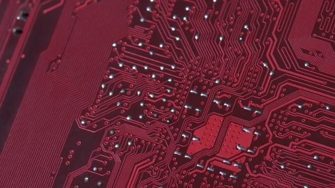Computer circuits hardware. Motherboard part, chips, connections, circuit boards Stock Footage 80634430
