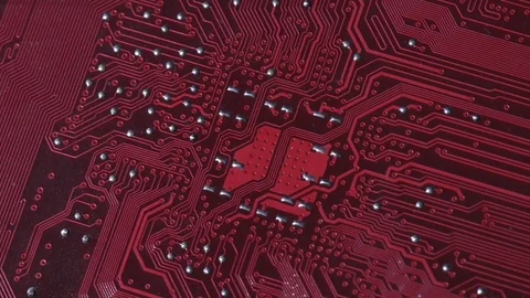 Computer circuits hardware. Motherboard part, chips, connections, circuit boards Stock Footage 80634437