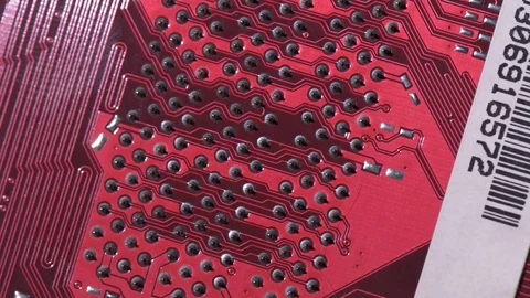 Computer circuits hardware. Motherboard part, chips, connections, circuit boards Stock Footage 80634445