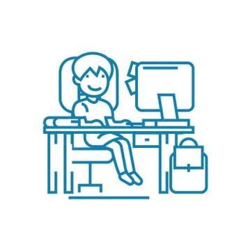 Computer classes linear icon concept. Computer classes line vector sign, symbol Stock Illustration