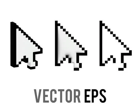 Computer classic mouse control arrow cursor pointer 8 bits pixelised icon Illustrazione stock