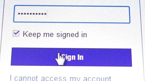 Computer Click buttons Sign in Log in email icon typing password Video stock 41359242