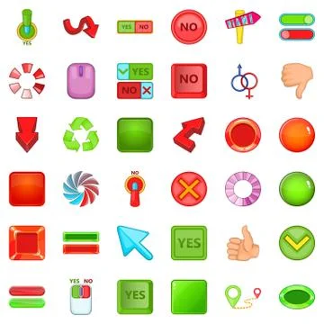 Computer click icons set, cartoon style Illustrazione stock