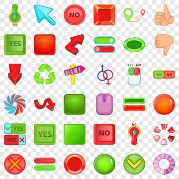 Computer click icons set, cartoon style Illustrazione stock