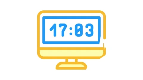 Computer clock color icon animation Stock Footage 166442257