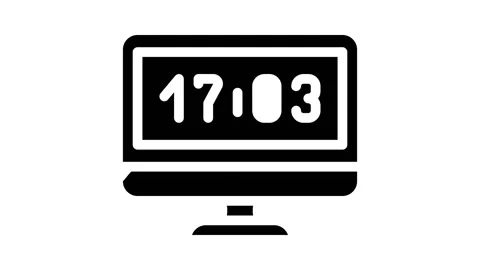 Computer clock glyph icon animation Stock Footage 166425158