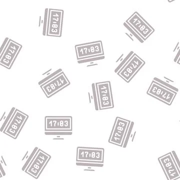 Computer clock glyph vector seamless pattern Stock Illustration