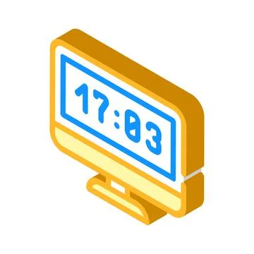 Computer clock isometric icon vector illustration Stock Illustration