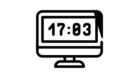 Computer clock line icon animation Stock Footage 166433349