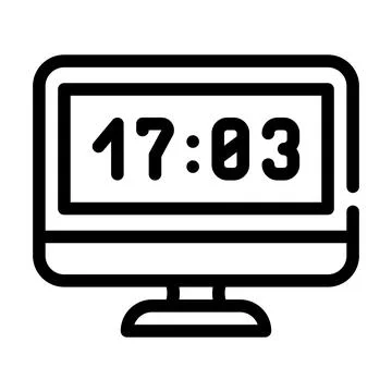 Computer clock line icon vector illustration Stock Illustration