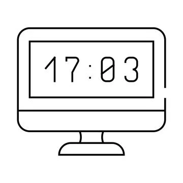 Computer clock line icon vector illustration Stock Illustration