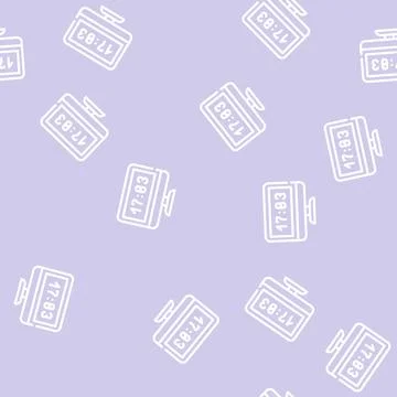 Computer clock line vector seamless pattern Stock Illustration