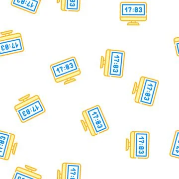 Computer clock vector seamless pattern Stock Illustration