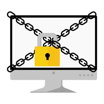 Computer closed padlock Illustrazione stock