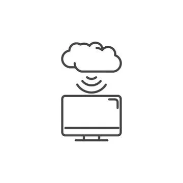 Computer cloud computing connected technology icon line design 스톡 일러스트