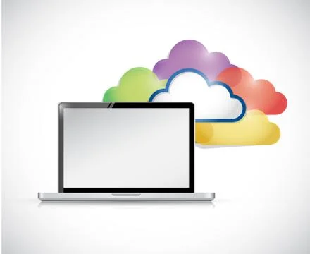 Computer cloud computing connection illustration イラスト素材