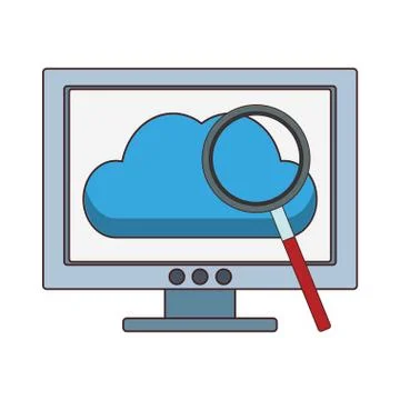 Computer with cloud computing イラスト素材