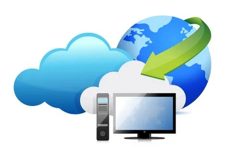 Computer cloud computing moving concept illustration design Illustrazione stock
