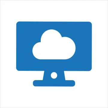 Computer with cloud. Concept of cloud network. Illustrazione stock