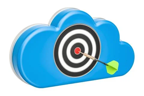 Computer cloud with dartboard, 3D rendering Illustrazione stock