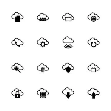 Computer Cloud - Flat Vector Icons Stock Illustration