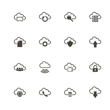 Computer Cloud - Flat Vector Icons Illustrazione stock