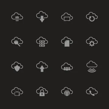 Computer Cloud - Flat Vector Icons Stock Illustration