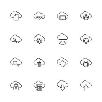 Computer Cloud - Flat Vector Icons Illustrazione stock