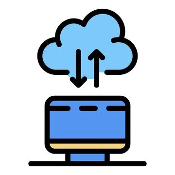Computer cloud icon color outline vector Illustrazione stock