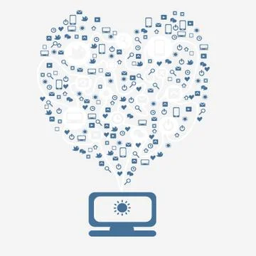 A computer with a cloud icon Stock Illustration