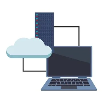Computer with cloud 스톡 일러스트