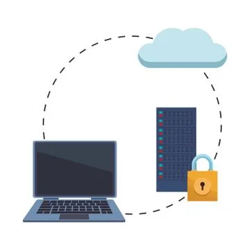 Computer with cloud 스톡 일러스트