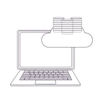 Computer with cloud Stock Illustration