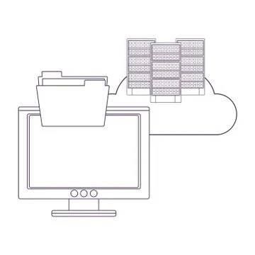 Computer with cloud 스톡 일러스트