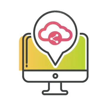 Computer With Cloud Illustrazione stock