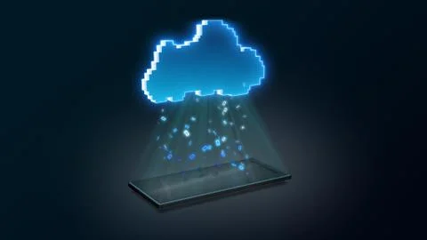 Computer Cloud loads smartphone backup - Stores data in cloud environment Stock Illustration