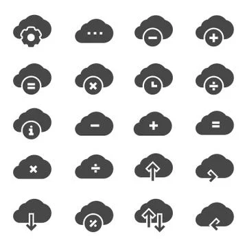 Computer cloud related gray icons Stock Illustration