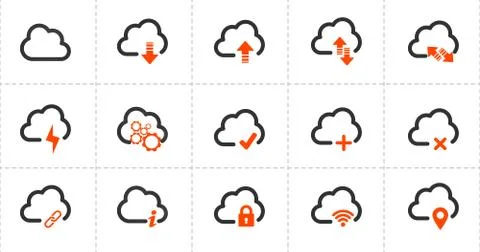 Computer cloud related line icons. Vector icon set. vector illustration isola Stock Illustration