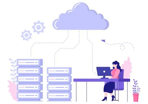 Computer Cloud Server Hosting Storage Illustration Of Data Transmission Techn Stock Illustration