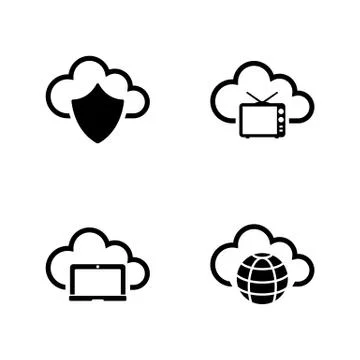 Computer cloud. Simple Related Vector Icons Illustrazione stock