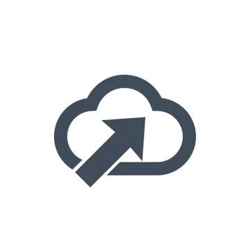 Computer Cloud Storage upload information vector Icon with arrow. vector Illu Stock Illustration