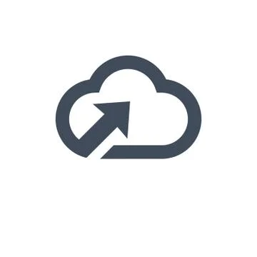 Computer Cloud Storage upload information vector Icon with arrow. vector Illu Illustrazione stock