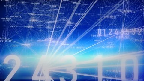 Computer cloud system concept. Digital numbers connected each other altogethe Stock Illustration