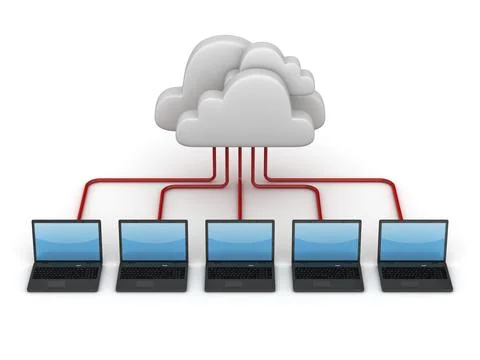 Computer clouding system, This is a computer generated and 3d rendered picture Stock Illustration
