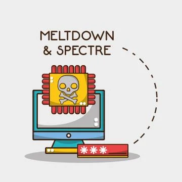 Computer with code and chip skull virus Illustrazione stock