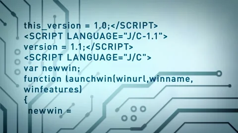 Computer Code And Circuits Blue Lite Stock Footage 51604415