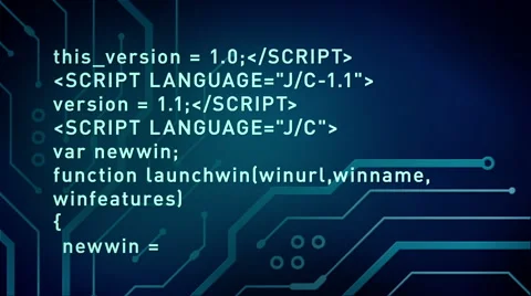 Computer Code And Circuits Blue Stock Footage 51604741