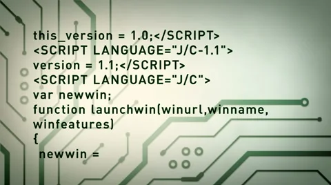 Computer Code And Circuits Green Lite Stock Footage 51604989